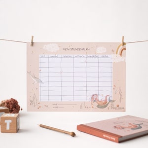 Calendrier des sirènes ; inscription scolaire; Cartable rose