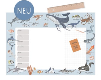 Desk pad/weekly planner sea animals, back to school, gift idea for boys and girls