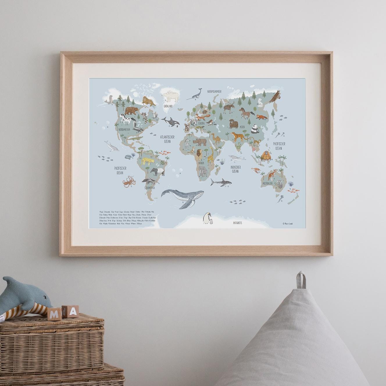 Large World Map of Animals of the World; Blue Learning Poster - Etsy ...