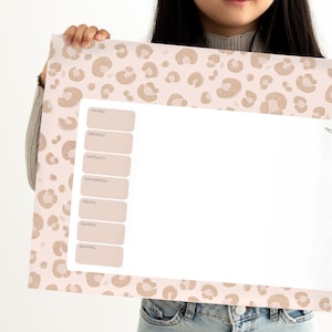 Desk pad/weekly planner; leopard pattern; gift idea for children; back to school