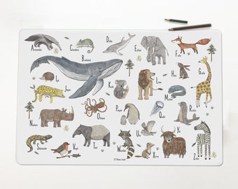 Desk pad "Animal ABC" washable; Gift idea for children