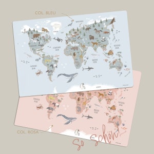 Sottomano mappa del mondo rosa lavabile Idea regalo per bambini immagine 10