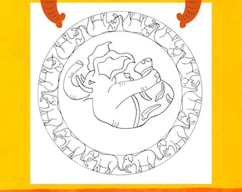 Yoga Kinder Malbuch Elefant Mandalas
