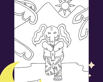 Yoga Kinder Malbuch - Elefant Asanas