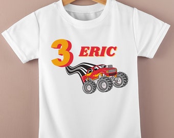 Personalised kids T-shirt, Monster Truck t-shirt| Personalised birthday t shirt for boys and girls any age| Birthday Monster jam top