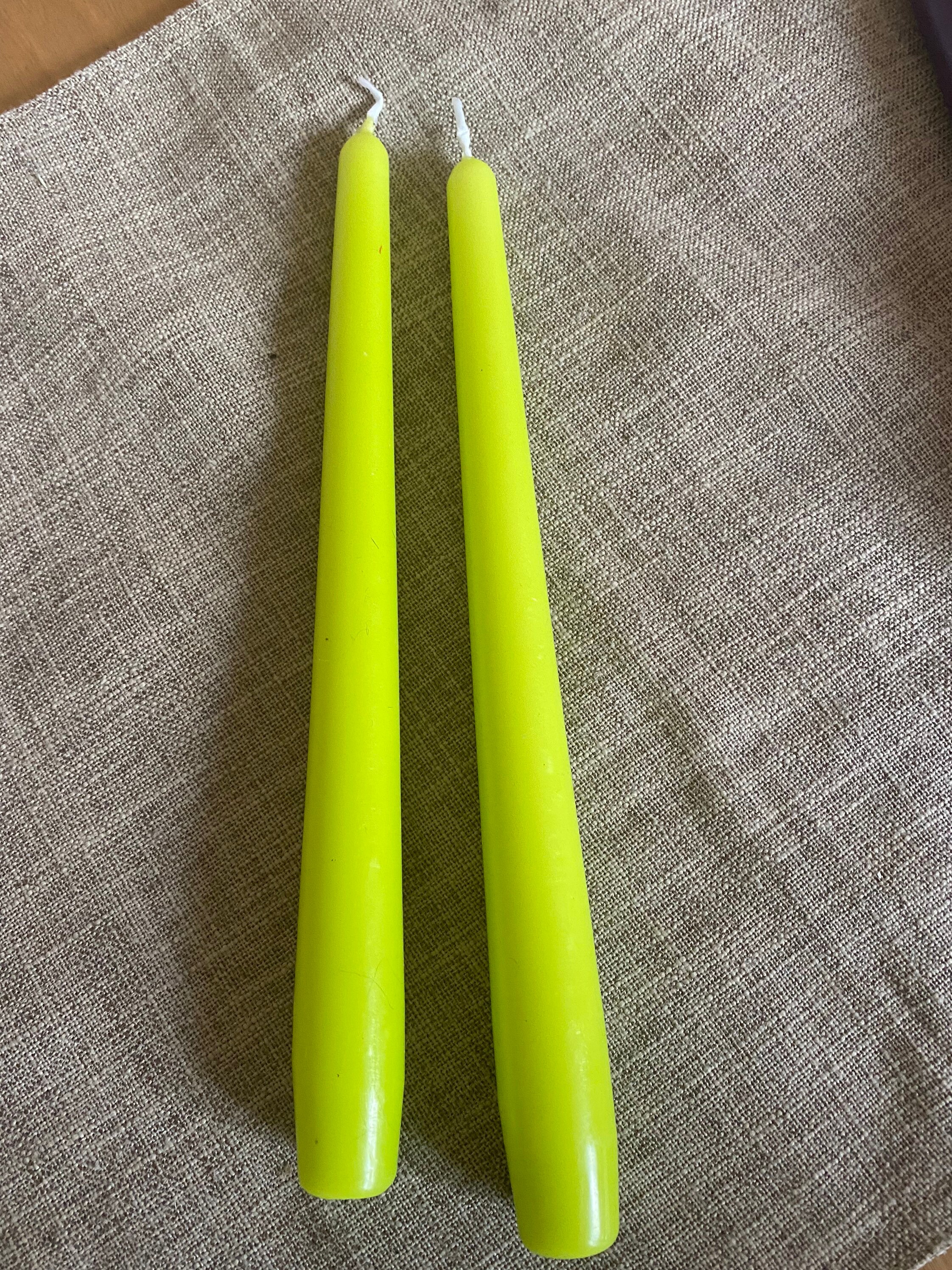 Lime Green Taper Candles pair Etsy