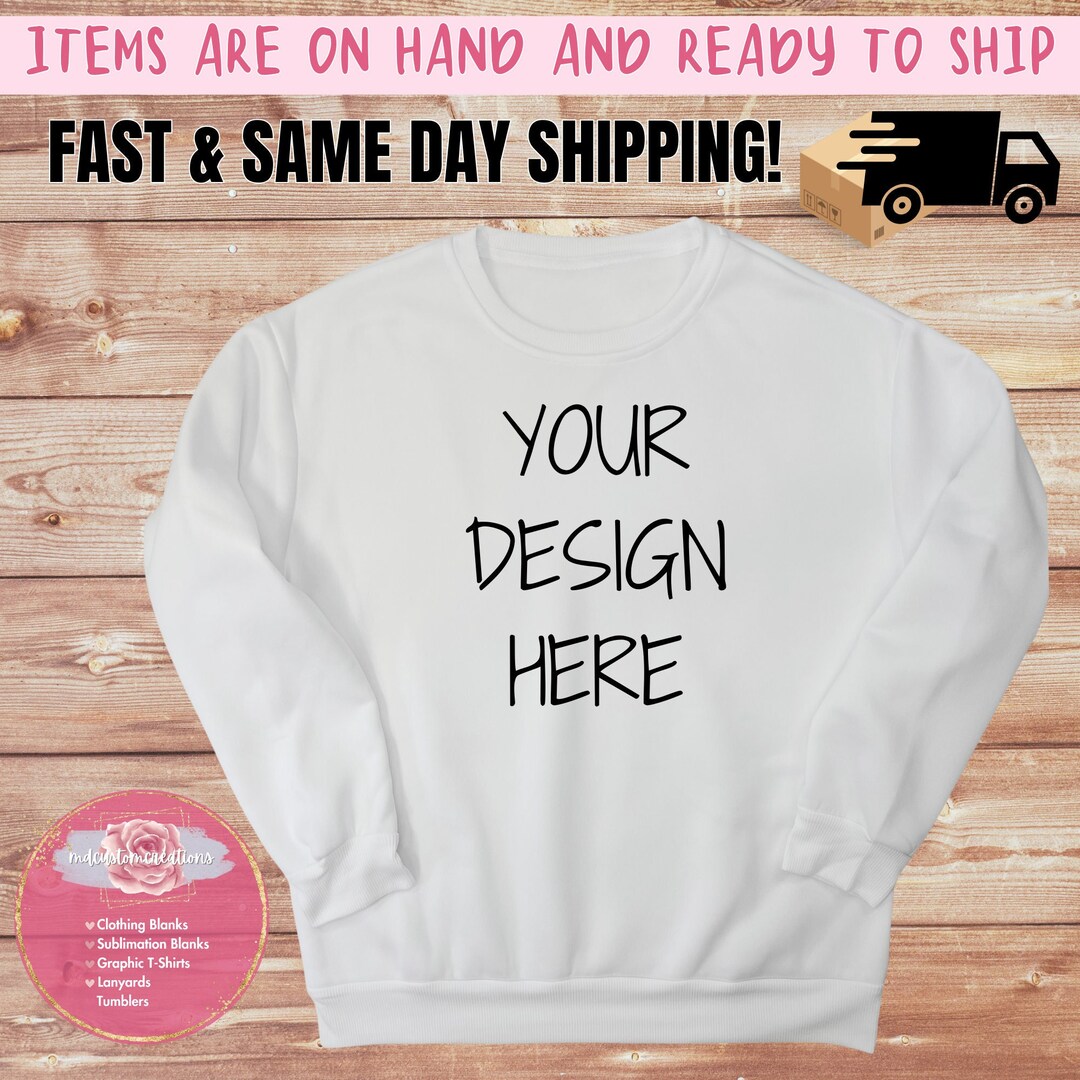 Sublimation BLANKS Crewneck Sweatshirts 100 Polyester Cottonlike Feel