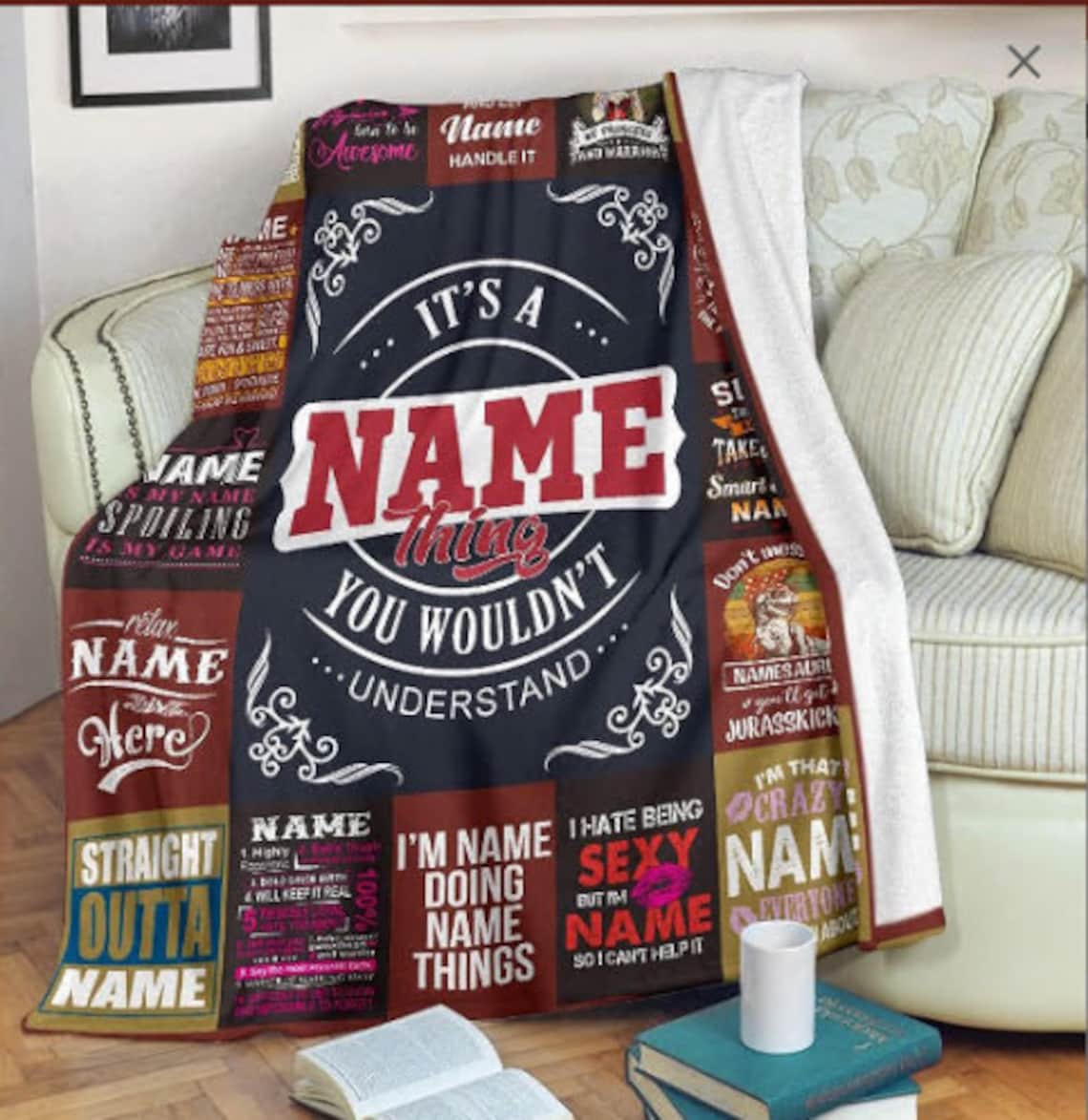 Personalized Your Name Blanket Gift For Women It's a Name Etsy