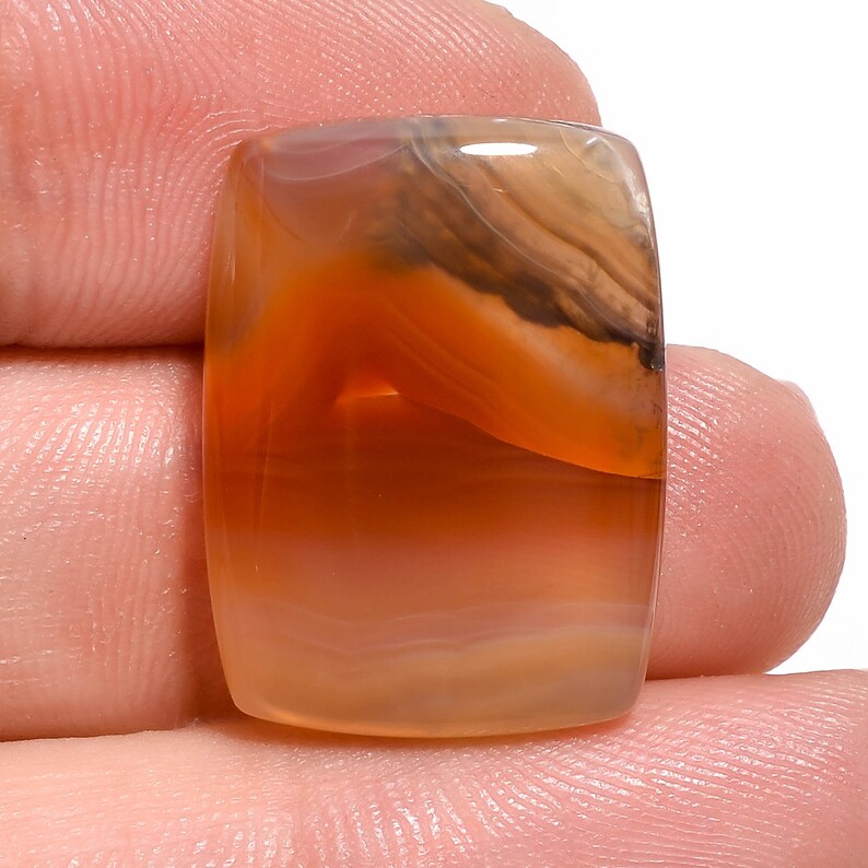 Unique Orange Botswana Agate Radiant Shape Cabochon Loose Gemstone,16.25 Ct Natural Orange Botswana Agate Gemstone,Gem For Pendant