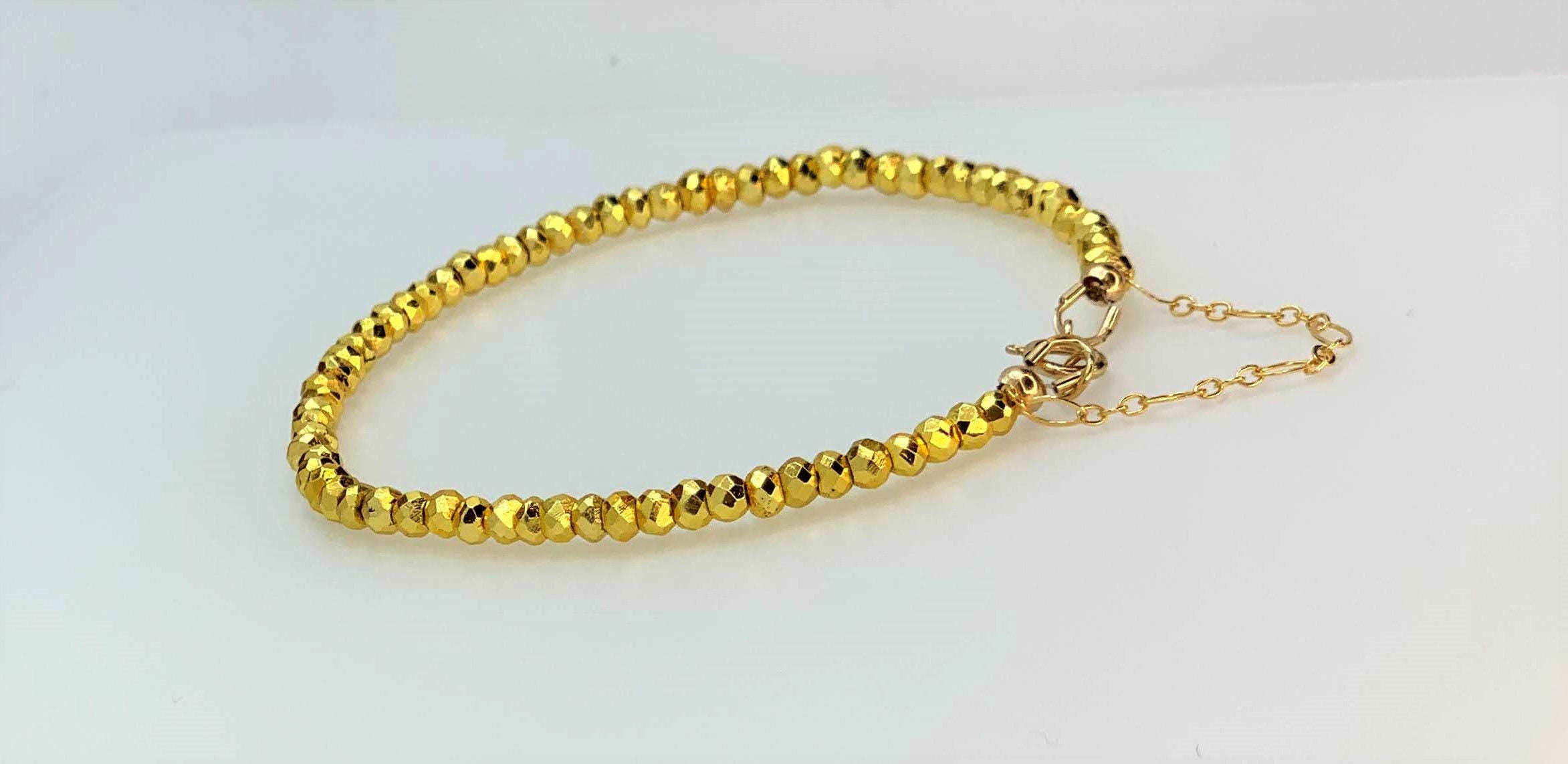 Pulsera de cadena de seguridad llena de oro Pyrite 14K oro. Etsy