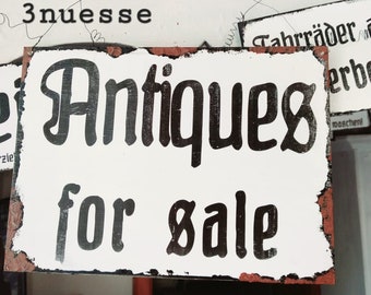 Antiques for sale / HOLZ  shabby fake emaille Schild