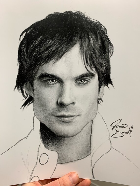 Damon Salvatore Drawing Art print Etsy