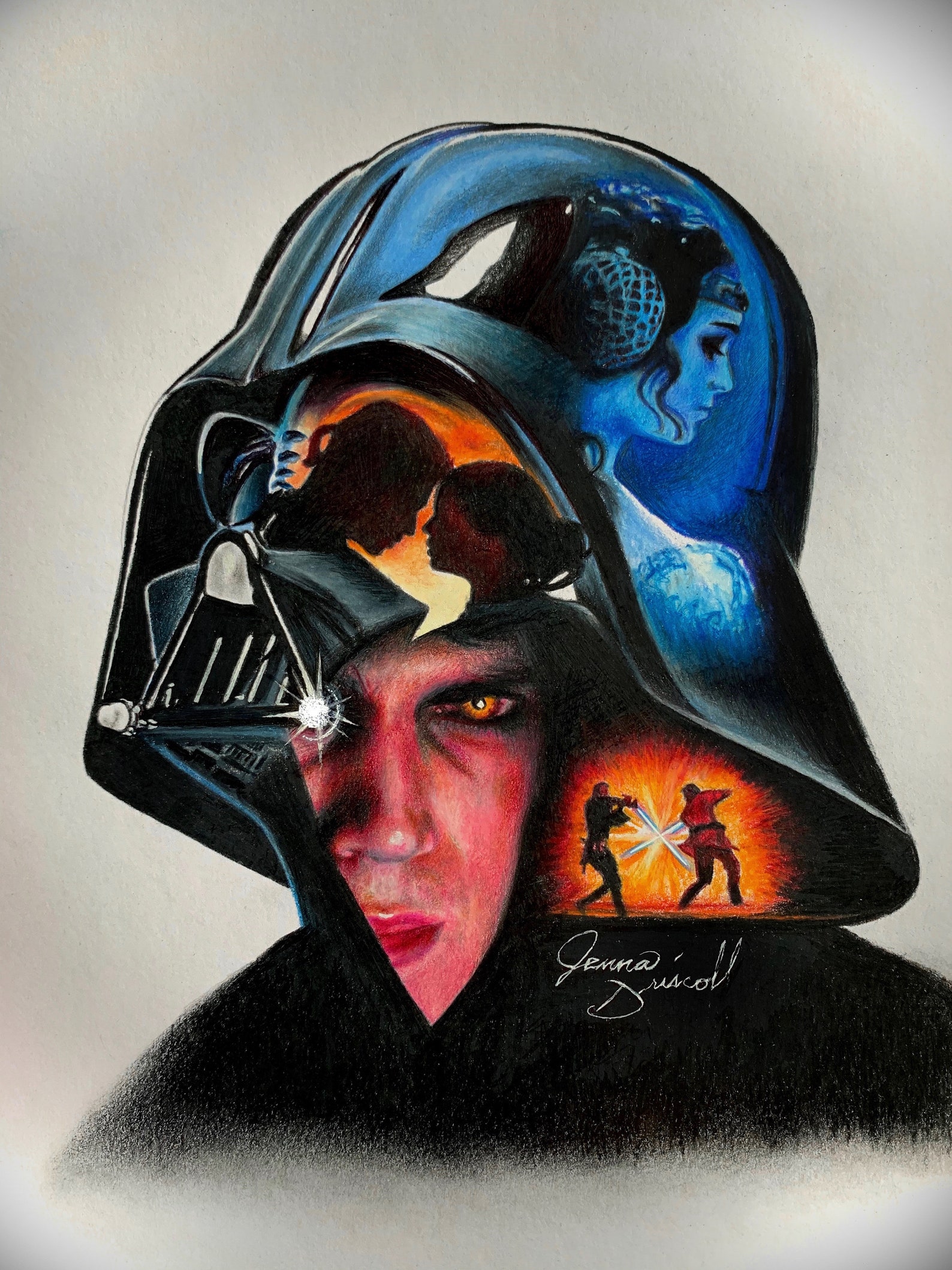 Star Wars Colored Pencil Drawing Art Print - Etsy UK