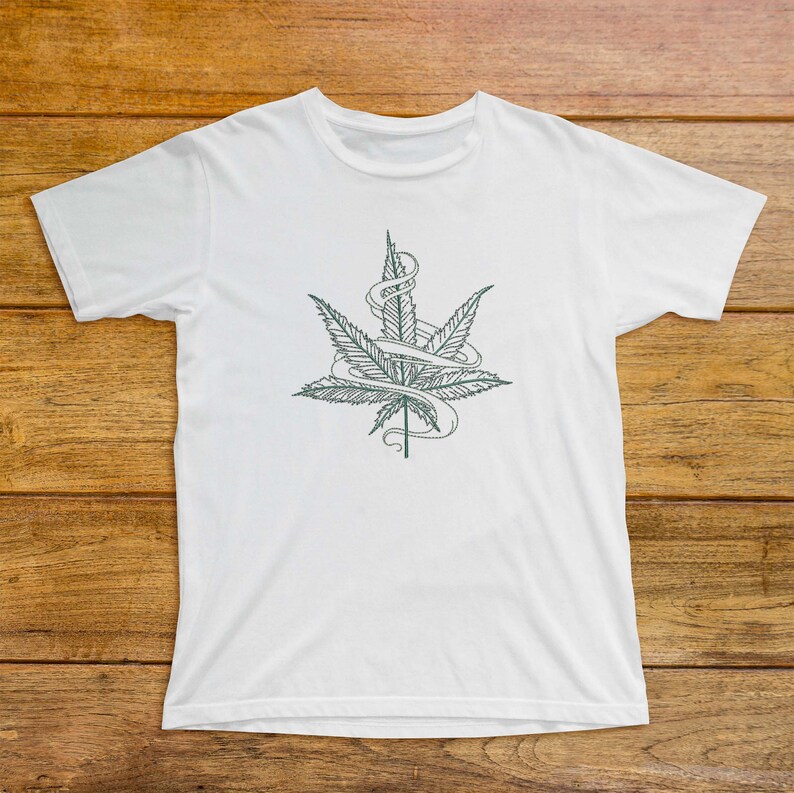 Weed Cannabis Pot Leaf Blunt Joint Marijuana Embroider Embroidery