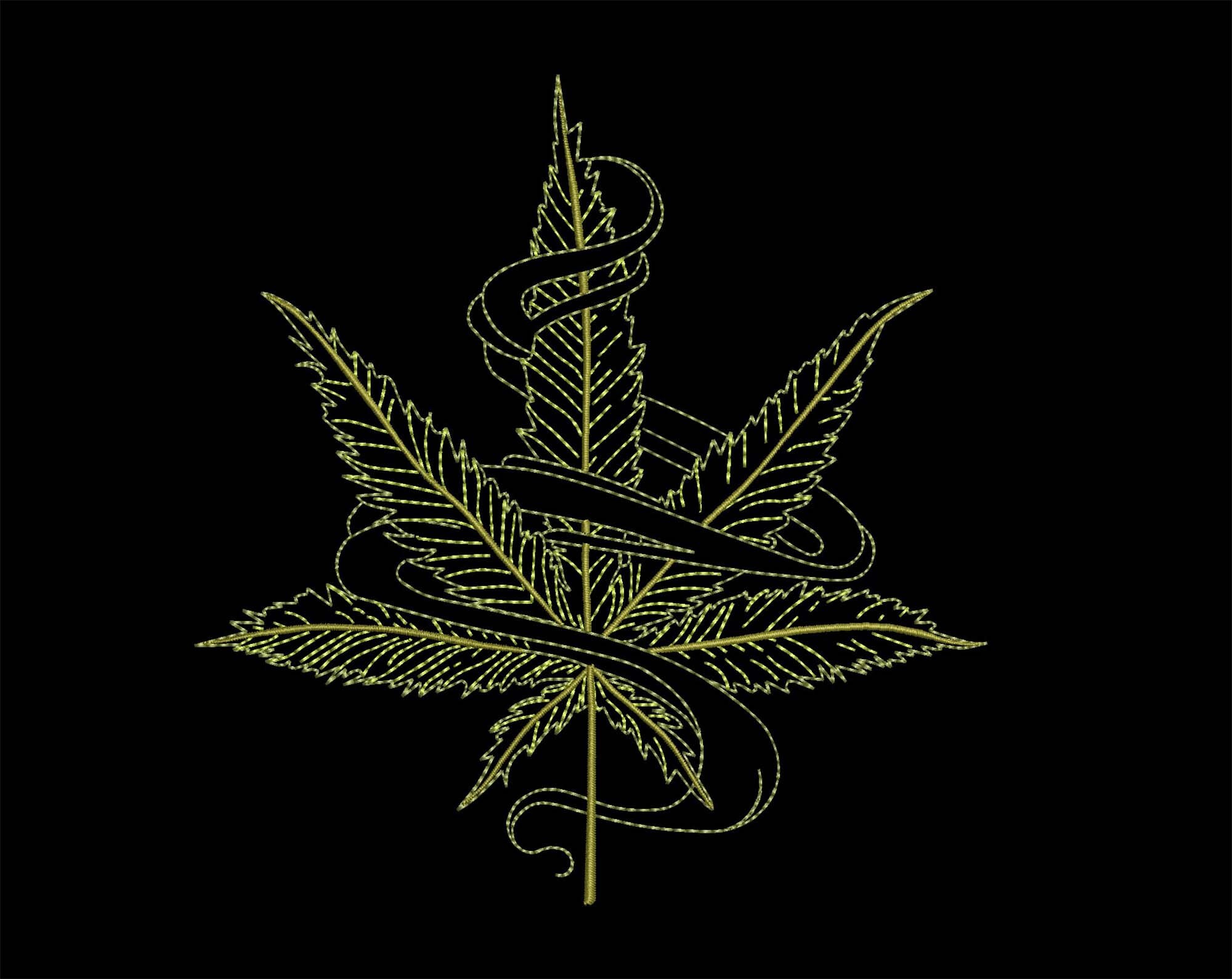 Weed Cannabis Pot Leaf Blunt Joint Marijuana Embroider Embroidery