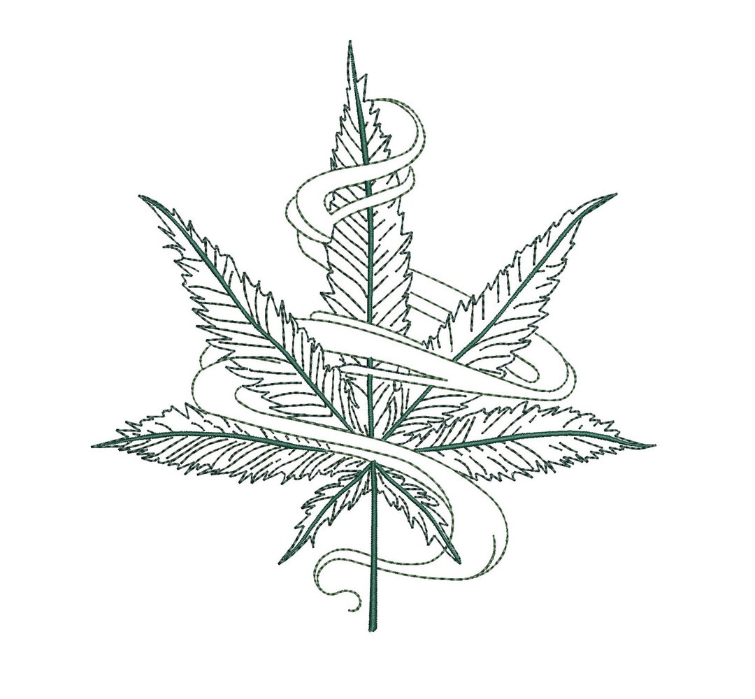 Weed Cannabis Pot Leaf Blunt Joint Marijuana Embroider Embroidery
