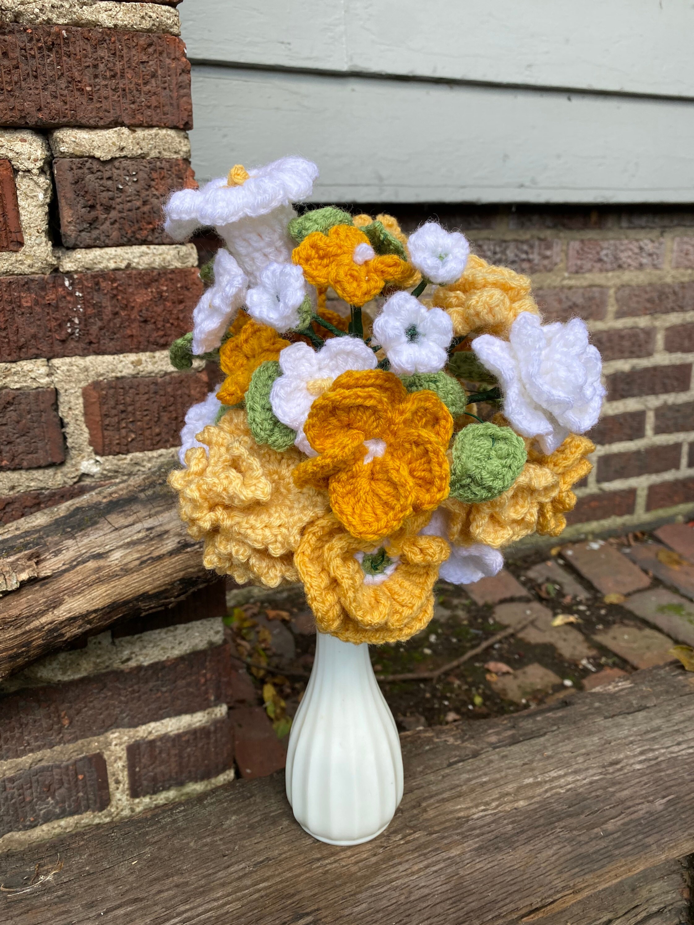 Crocheted Flower Bouquet Etsy