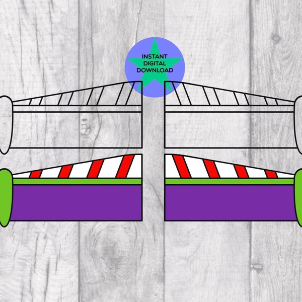 Ailes inspirées de Buzz l'Éclair Png, 4 fichiers png, ailes séparées, téléchargement immédiat, haute qualité 300 ppp, compatible Cricut.