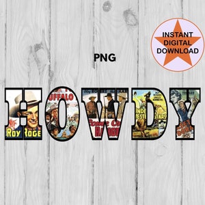 Roy Rogers Vintage Howdy PNG, Western Design, Sublimation Design, Digital Download