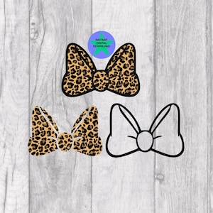 Hair Bow, Head Bow, Character Bow, Leopard Print Png, Plain Bow Outline, Cricut Friendly , Silhouette,  2 PNG Files.
