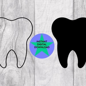 Dent SVG, Svg contour de la dent, Silhouette de la dent, Cricut Friendly, 2 fichiers Svg Png 2.