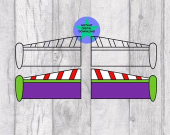 Ailes inspirées de Buzz l'Éclair Png, 4 fichiers png, ailes séparées, téléchargement immédiat, haute qualité 300 ppp, compatible Cricut.