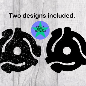 45-toerenadapter Svg, 45-recordmuziek vinyladapter Cricut-vriendelijk, 2 PNG- en SVG-bestanden, digitale download, commerciële licentie inbegrepen!