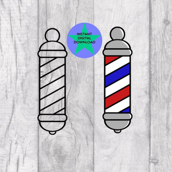 Barbers Pole Png, Stripped Barbers Pole, Two Png files,  Barber Shop Sign, Digital Download, Commercial Use Included!