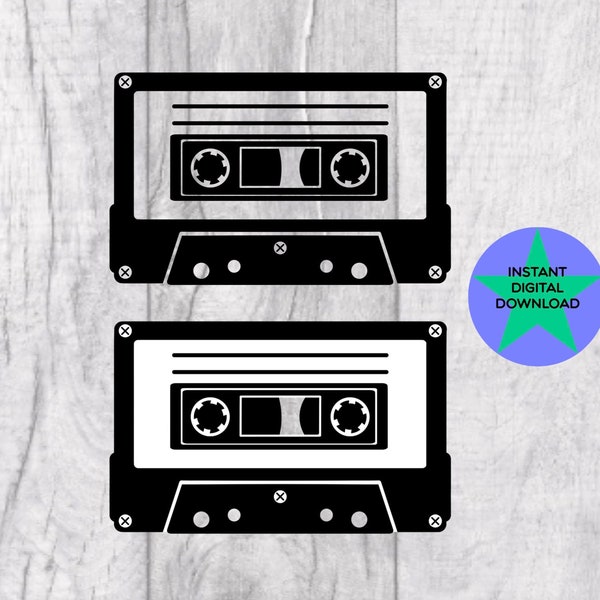 80's Cassette Tape, Retro Cassette Tape, Retro Music Tape, Cricut Friendly, 2 Files PNG Files, Digital Download, Commercial Licence Included