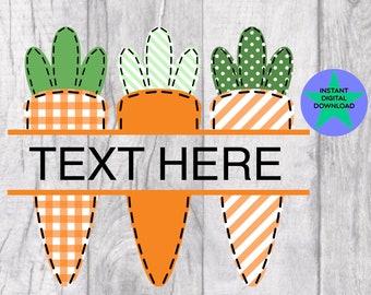 Easter Carrot Monogram Frame, Faux Applique PNG (Digital Download)