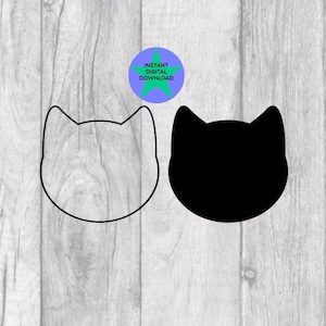 Kat hoofd SVG, kat hoofd PNG, kat hoofd overzicht, kat hoofd silhouet, met de hand getekend, SVG & PNG inbegrepen, commercieel gebruik inbegrepen!