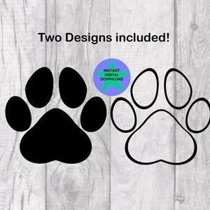 Dog Paw Svg, 4 files, Love dogs, Paw silhouette, Paw outline, Png & Svg, Instant Digital Download, Cricut Friendly.
