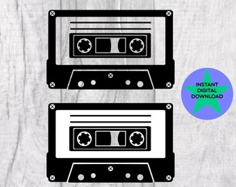80's Cassette Tape PNG, Retro Music Files (Digital Download)