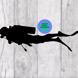 Scuba Diver Svg, Scuba Diver Png, Diver With Tank, Scuba Diver Silhouette, Cricut Friendly, Png & Svg, Digital Download, Commercial Licence!