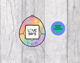 Retro Rainbow Tamagotchi PNG, 90's Nostalgia (Digital Download)