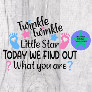 Twinkle Twinkle Little Star Gender Reveal, sublimation design, usage commercial, dessiné à la main, téléchargement numérique, fichier PNG & SVG 300 DPI