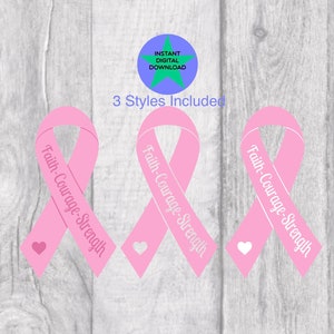 Breast Cancer Ribbon PNG, Cancer Awareness Ribbon PNG,  Pink Ribbon, Silhouette, Cricut Friendly, Three Png Files.