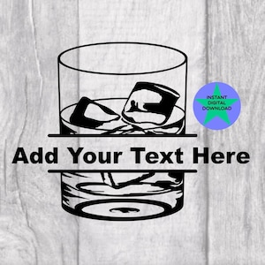 Whiskey SVG, Bicchiere da whisky con ghiaccio Svg, Design monogramma, Cricut Friendly, 2 file PNG e SVG, Download digitale, Licenza commerciale inclusa!