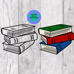 Pile Of Books Png, Coloured Books , Stack Of Books, Two Png files,  Book Clipart, Digital Download, Commercial Use Included!