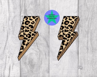 Leopard Print Lightning Bolt Design, Commercial License (Digital Download)
