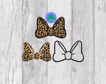 Haarschleife, Kopfschleife, Charakterschleife, Leopardenmuster Png, schlichte Schleife Umriss, Cricut freundlich, Silhouette, 2 PNG-Dateien.