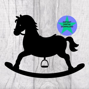 Caballo balancín SVG, Caballo balancín con silla de montar, Dibujado a mano, Licencia comercial incluida, Descarga instantánea PNG y SVG, Descarga digital