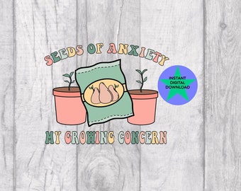 Anxiety Seeds PNG, Mental Health Sublimation, Hand Drawn (Digital Download)