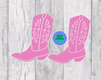 Pink Cowboy Boot Silhouette, Texas Bachelorette Party (Digital Download)