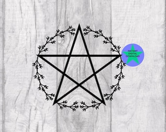 Hand Drawn Pentagram SVG, Wiccan Pagan Clipart (Digital Download)