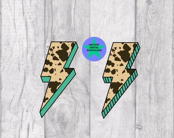 Leopard Cow Print Lightning Bolt T-Shirt Design (Digital Download)