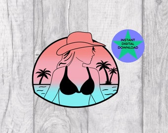 Sommer Cowgirl Hand gezeichnet Sublimationsdesign (Digitaler Download)