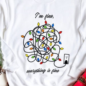 I&#39;m Fine Everything Is Fine Tangled Christmas Lights, Christmas Lights, , Sublimation, Funny Christmas, Digital download png.