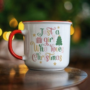Just A Girl Who Loves Christmas, Retro Design, Christmas Design, T-Shirt Design, Commercial Licence Included, Digital Download 2 PNG Files..