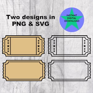 チケット テンプレート SVG、チケット SVG、チケット PNG、Cricut 対応、チケット アウトライン、PNG および SVG ファイル、カスタム チケット デザイン、商用ライセンス!